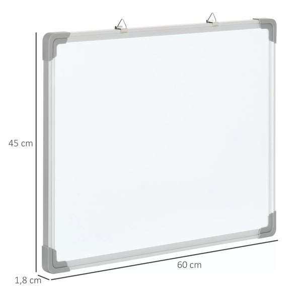 HOMCOM Magnetisk Whiteboard Tavel 60x45cm - Galvaniseret Stål, Aluminium, Inkl. Tusser & Magneter