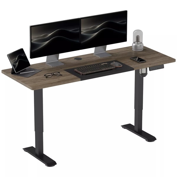 Vinsetto Elektrisk Skrivebord med Motor, Hujjusterbart Bord, Natur/Sort, 140x70x72-116cm