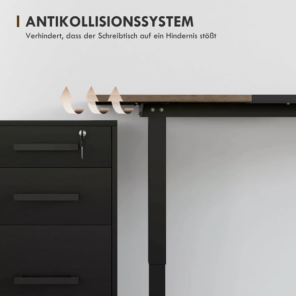 Vinsetto Elektrisk Skrivebord med Motor, Hujjusterbart Bord, Natur/Sort, 140x70x72-116cm