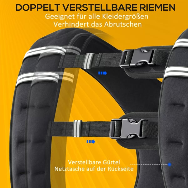 HOMCOM Vægtvest 10 kg, justerbar, til styrketræning, Oxford-stof, metalsand, sort, 40 x 35 cm