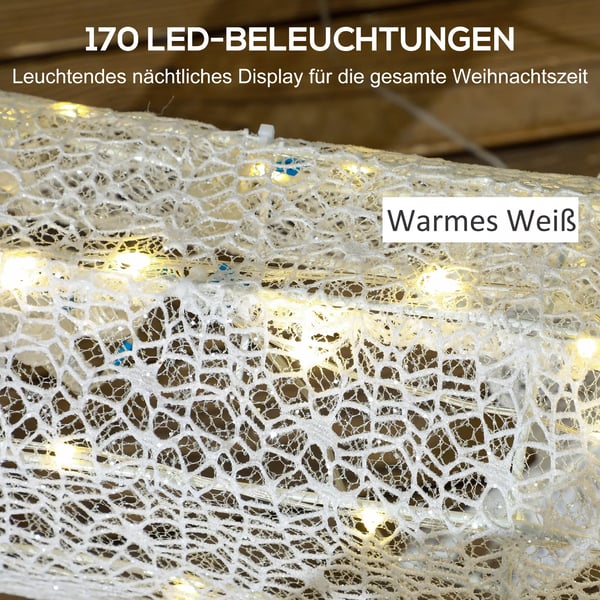 LED poro ja reki joulukoriste 170 valoilla, jouluvalot peura koriste sisätiloihin, ulkona, valkoinen, valkoinen