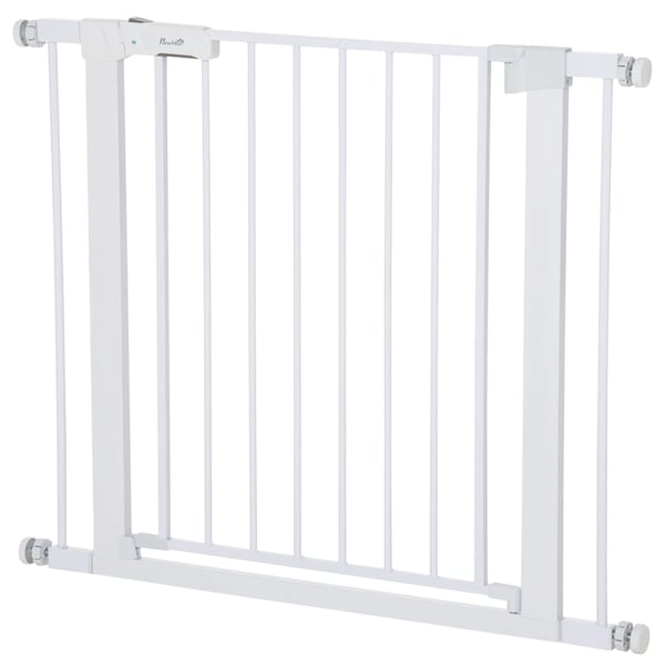 PawHut Sikkerhedsgitter til Hunde - Justerbart 75-96cm, Automatisk Lukning, Hvid Metal
