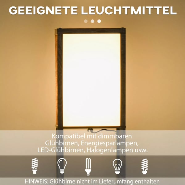 Golvlampa med hylla, rustik brun och vit, MDF, 26x26x160 cm