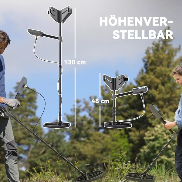 Vandtæt Metalldetektor til Voksne, 5 Tilstande, LCD Skærm, IP68 Vandtæt Spole, Mørkegrå, Metal Finder