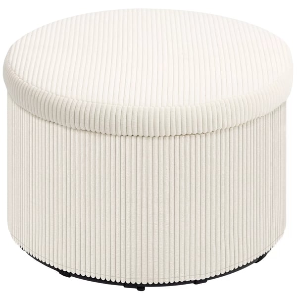 Siddepuf i Beige Polyester med 97L Opbevaring - Robust & Elegant Fodskammel