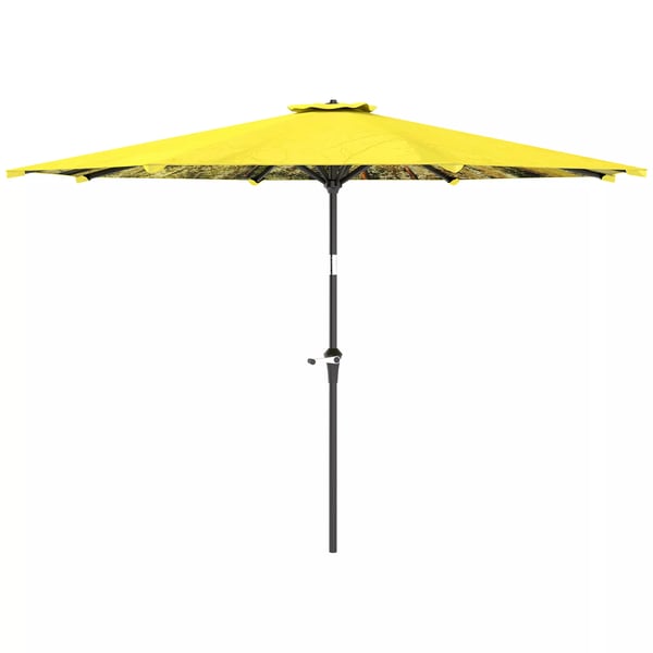 Outsunny Parasoll Ø300 cm, mönstrat, gul - Aluminium med vev och lutningsfunktion Outsunny Parasoll Ø300 cm, mönstrat, gul - Aluminium med vev och lutningsfunktion