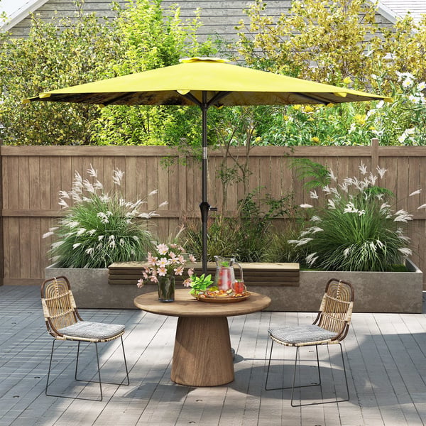 Outsunny Parasol Ø300 cm, Gul, Aluminium, Ottkantet, Solbeskyttelse til Have & Terrasse