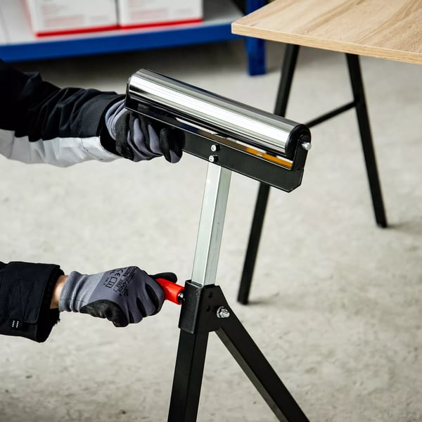 HOMCOM rullestøttebuk, højdejusterbar støttebuk, kan bære op til 90 kg, metal, sort, 44x50x68-110 cm