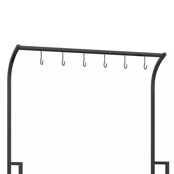 Outsunny plantestativ, blomsterstativ med 3 hylder, blomsterreol med 6 kroge, plantetrappe, planterol til haven, stål, sort, 110 x 50 x 170 cm