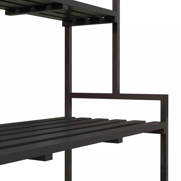 Outsunny plantestativ, blomsterstativ med 3 hylder, blomsterreol med 6 kroge, plantetrappe, planterol til haven, stål, sort, 110 x 50 x 170 cm