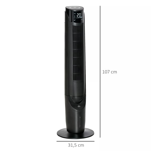 HOMCOM søjleventilator tårnventilator luftkøler 2-i-1 - 4 tilstande, 3 hastigheder, fjernbetjening, timer, oscillerende - Sort