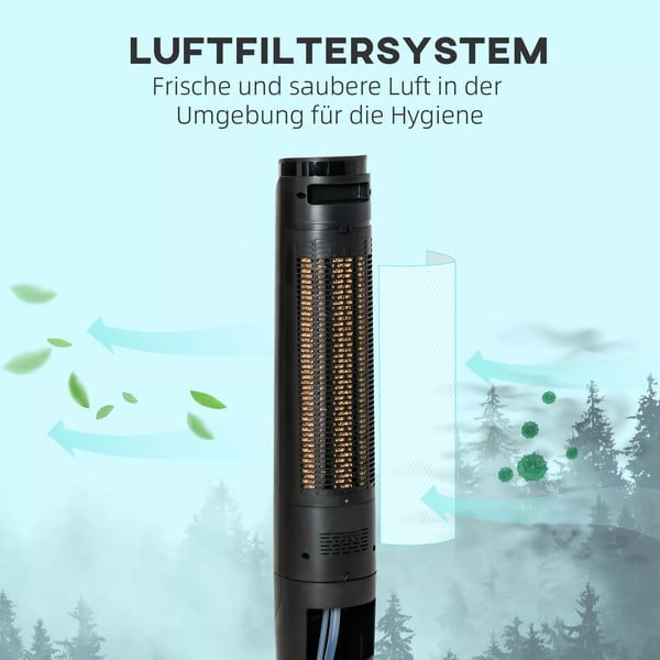 HOMCOM søjleventilator tårnventilator luftkøler 2-i-1 - 4 tilstande, 3 hastigheder, fjernbetjening, timer, oscillerende - Sort