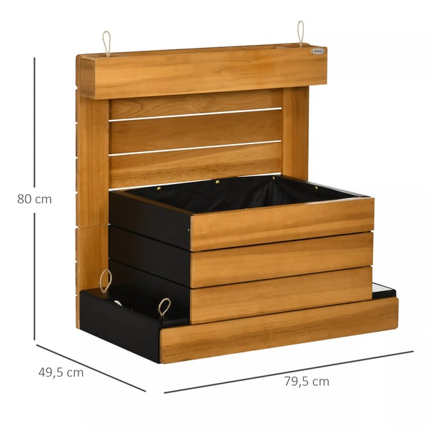 Outsunny Højbed i Gran Træ med 4 Plantekasser, Selv-vandingssystem og Fiberdug - Brun, 79.5x49.5x80 cm