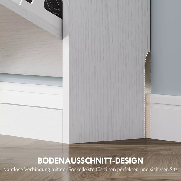 HOMCOM Skoskab med 3 Klapper, Hvid Skoreol 80x17x108 cm - Opbevaring til 9-12 par sko