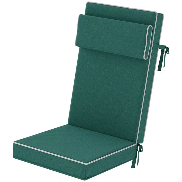 Outsunny Sædehynde i Grøn Polyester - Vandafvisende Nakkestøtte & UPF50+ - 120x47x9.5 cm