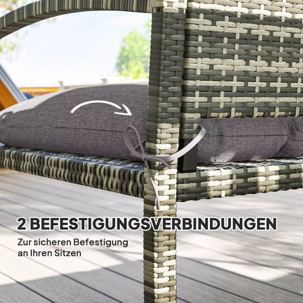 Outsunny Bænkepude 105cm, Vandafvisende Polyester Hynde med UPF50+ Beskyttelse, Grå
