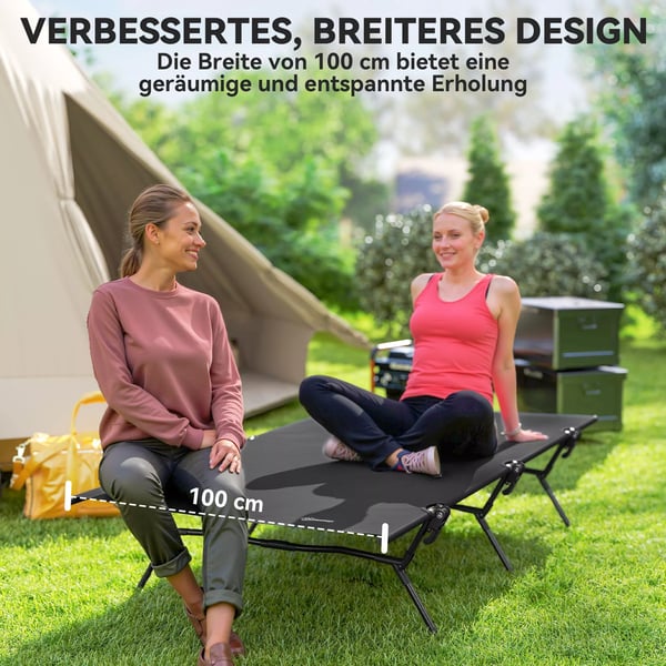 Outsunny Sammenklappelig Camping Bed 200x100cm Sort Oxfordstof, Foldbar Gæsteseng med Bæretaske, Max 120kg