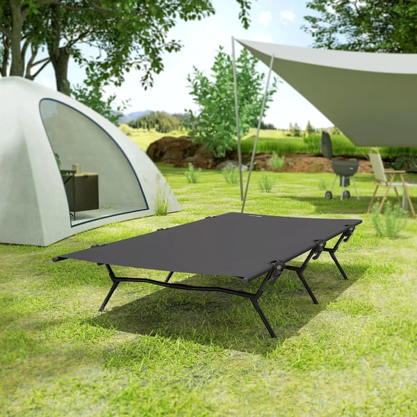 Outsunny Sammenklappelig Camping Bed 200x100cm Sort Oxfordstof, Foldbar Gæsteseng med Bæretaske, Max 120kg