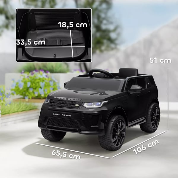 AIYAPLAY 12V Børne Land Rover Discovery Sport Elbil, Sort, med Fjernbetjening og Musik