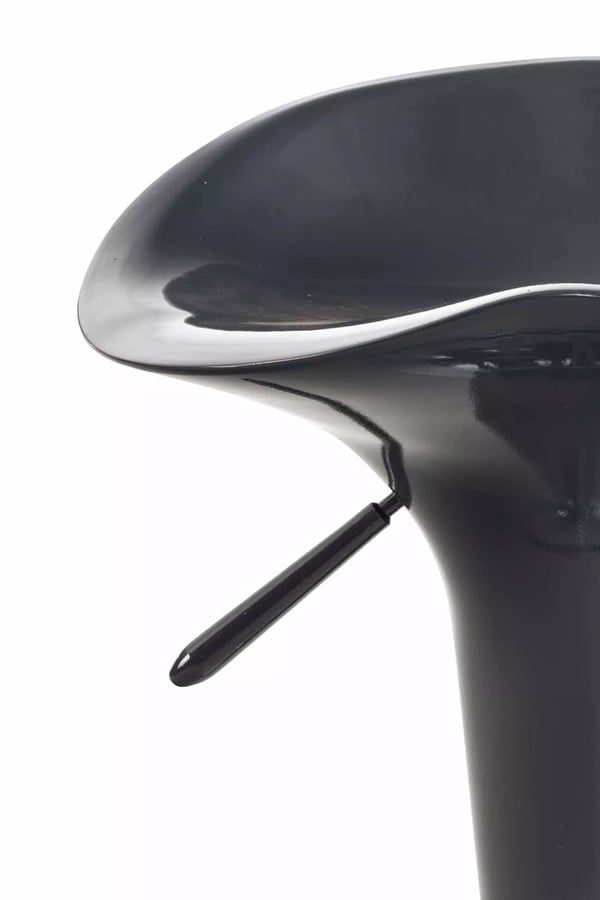 Grå plastik sadelbarstol med krom-look metalstel, højdejusterbar og 360° drejelig