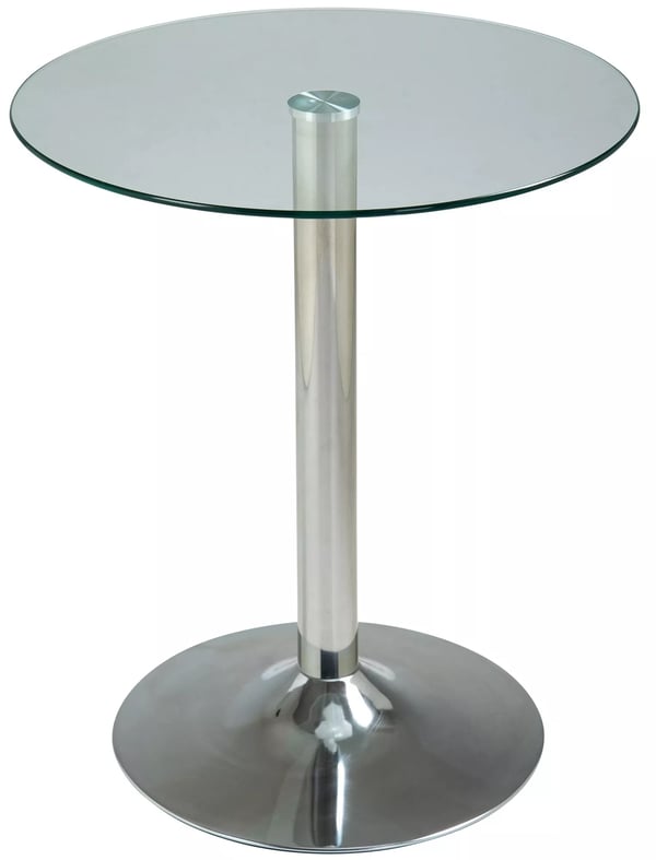 Pyöreä lasipöytä kromi metallirungolla - halkaisija 60 cm, korkeus 70 cm
