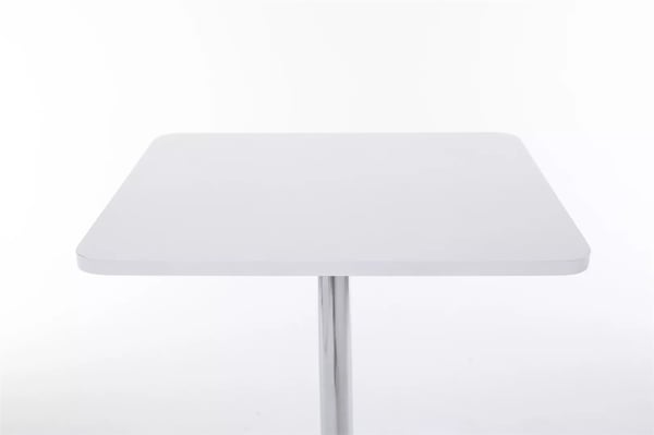 Hvidt træ ståbord 60x60cm med krom-look metalfod