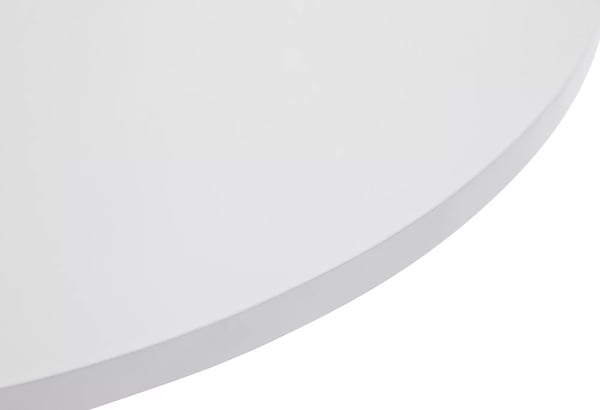 Hvidt rundt barbord med træplade og krom-look metalfod - 60 cm diameter