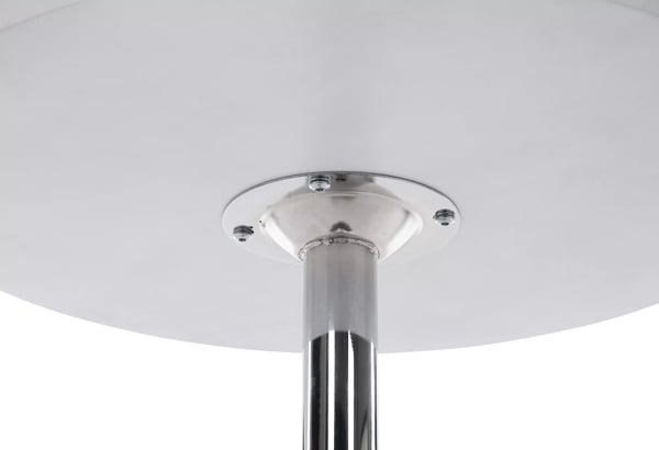 Hvidt rundt barbord med træplade og krom-look metalfod - 60 cm diameter