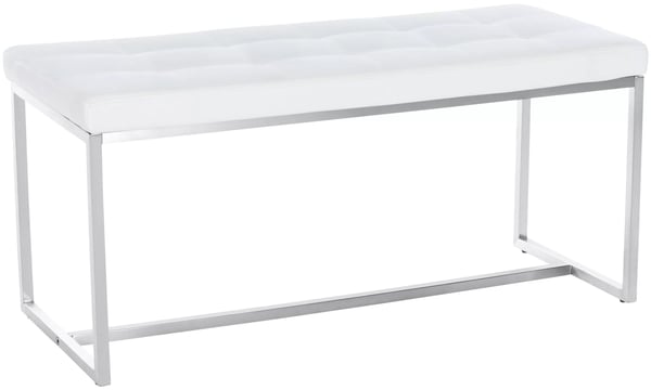 Barci Hvid Polstret Bænk i Imiteret Læder med Rustfrit Stålramme - 100x40x48 cm Barci Hvid Polstret Bænk i Imiteret Læder med Rustfrit Stålramme - 100x40x48 cm