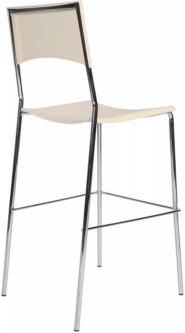 Genoa Cremefarvet Metal Barstol med Krom-look Metalstel