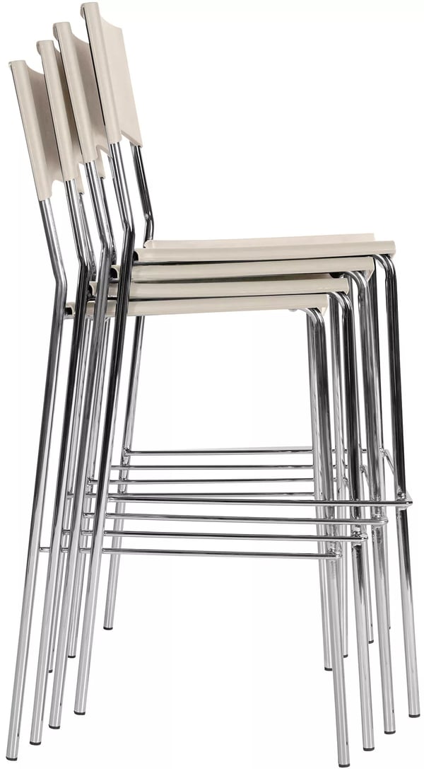 Genoa Cremefarvet Metal Barstol med Krom-look Metalstel