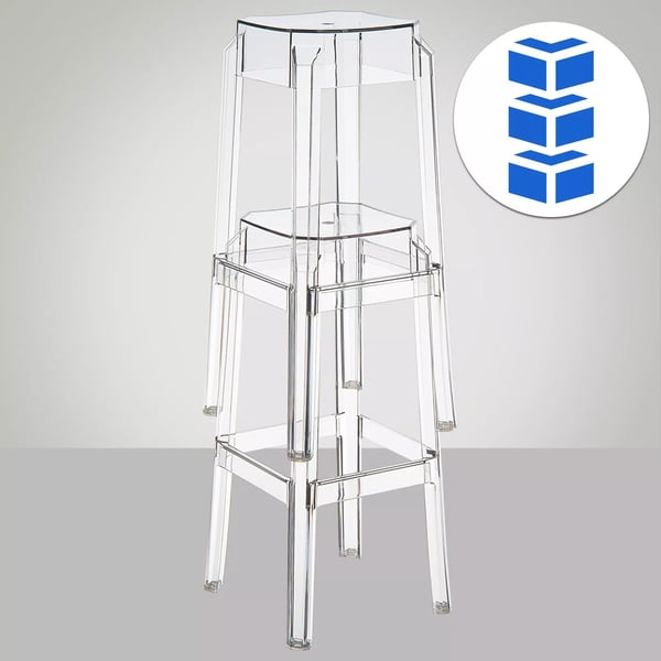 Transparent Polycarbonat Fox Barstol - Stabelbar, Moderne, Komfortabel, 75 cm Sædehøjde, Vejrbestandig