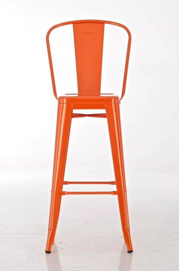 Aiden orange metal barstol med høj ryglæn, sæt af 1