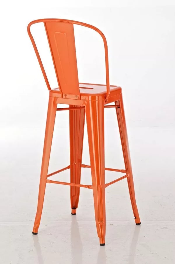 Aiden orange metal barstol med høj ryglæn, sæt af 1