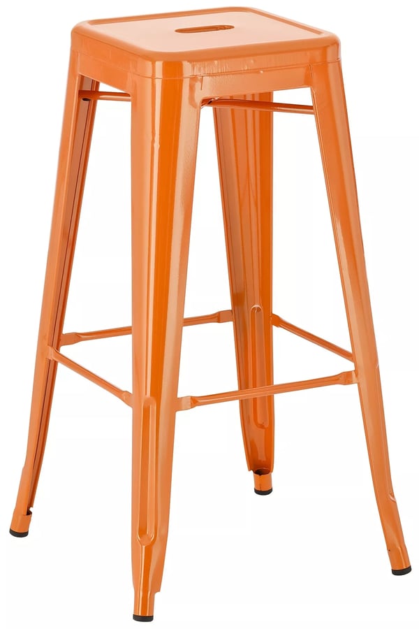 Orange metall Joshua barstol, stapelbar, 76 cm höjd, maxlast 135 kg