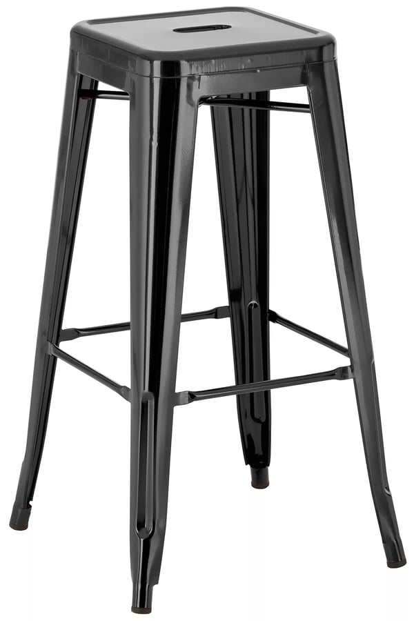 Joshua Barstol i Svart Metall - Stapelbar, Modern Design, 76 cm Sitthöjd, 135 kg Kapacitet