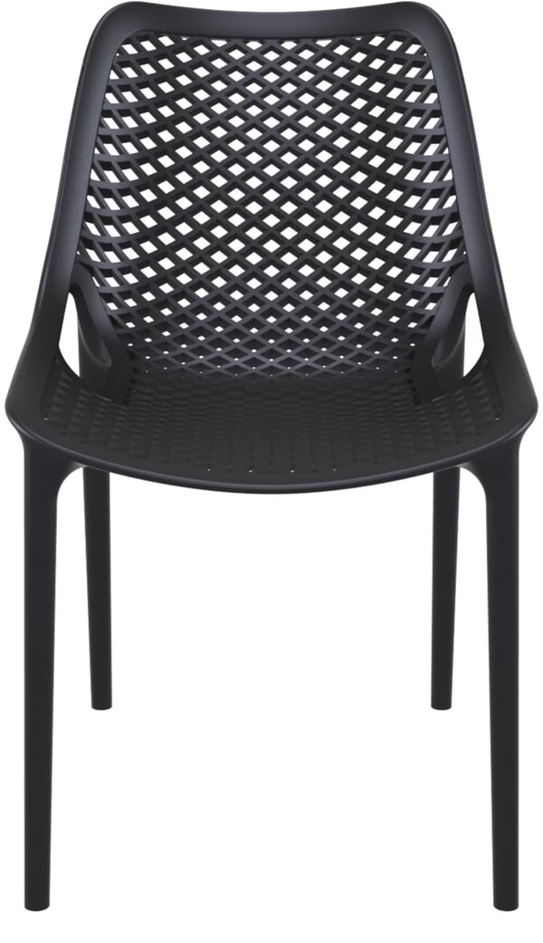 Stabelbar Air Stol - Sort Plast, Ergonomisk, UV-resistent, Indendørs/Udendørs, 82cm H x 50cm B x 60cm D