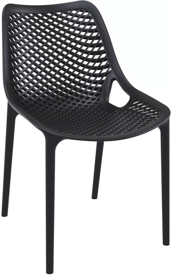 Stabelbar Air Stol - Sort Plast, Ergonomisk, UV-resistent, Indendørs/Udendørs, 82cm H x 50cm B x 60cm D