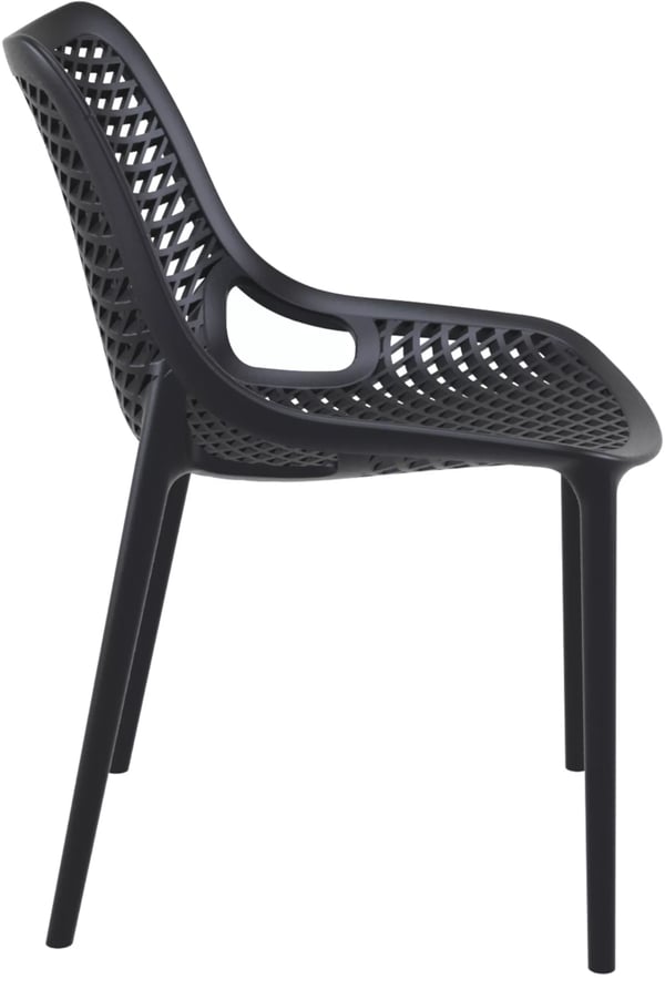Stabelbar Air Stol - Sort Plast, Ergonomisk, UV-resistent, Indendørs/Udendørs, 82cm H x 50cm B x 60cm D