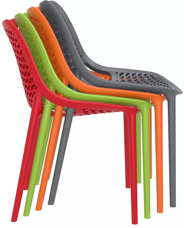 Stabelbar Air Stol - Sort Plast, Ergonomisk, UV-resistent, Indendørs/Udendørs, 82cm H x 50cm B x 60cm D