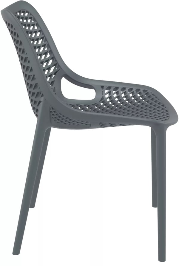 Stabelbar moderne plastikstol - Mørkegrå, UV- og vandafvisende, Ergonomisk design (50x60x82 cm)