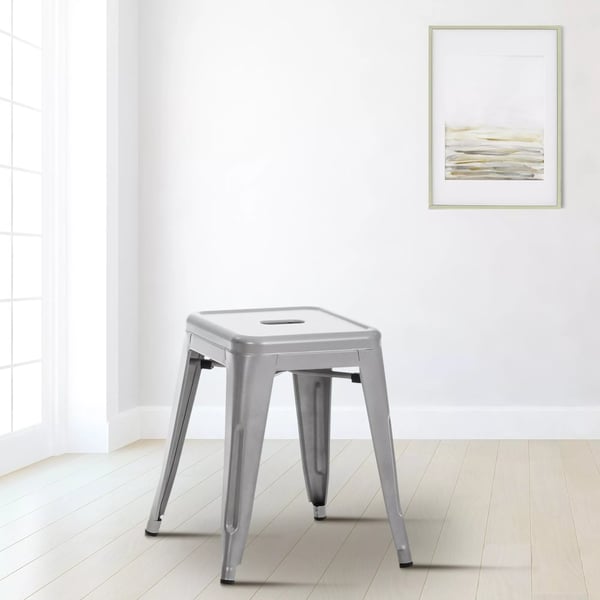 Armin Metallpall - Silver, Stapelbar, 40x40x46 cm, 200 kg Kapacitet