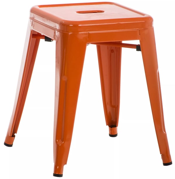 Armin Orange Metal Skammel - Stabelbar, Holdbar, 46 cm Høj
