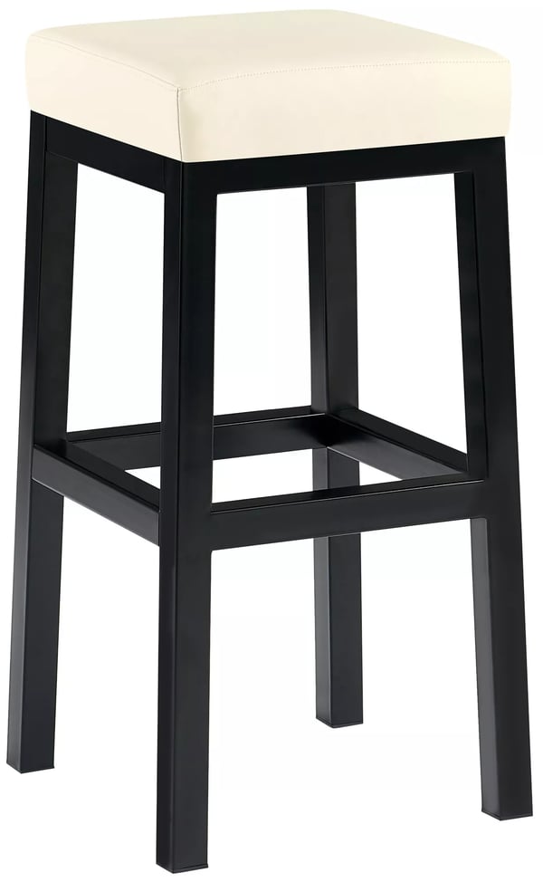 Taylor Barstol i Krämig Konstläder med Matt Svart Metallram, 78 cm Sitthöjd