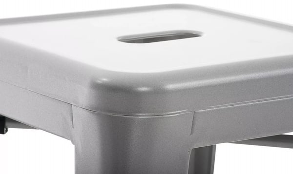Set med 4 silverfärgade metallpallar - Stapelbara, industriell look, lättskötta, 46 cm höjd, 4-pack