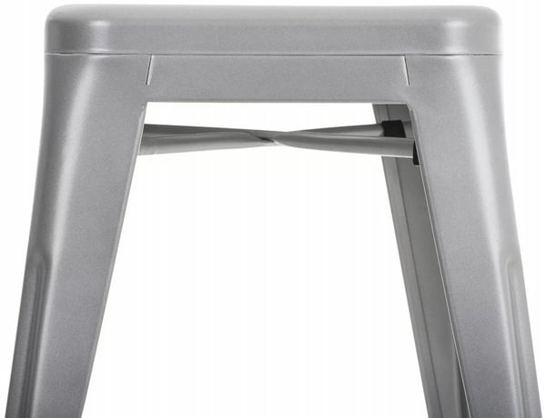 Set med 4 silverfärgade metallpallar - Stapelbara, industriell look, lättskötta, 46 cm höjd, 4-pack
