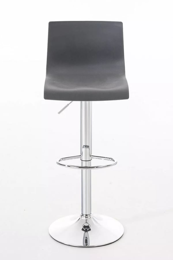 Grå moderne barstol i plast med metalramme i krom-look