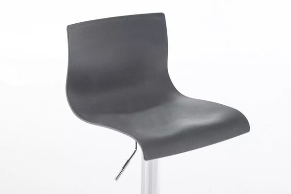 Grå moderne barstol i plast med metalramme i krom-look