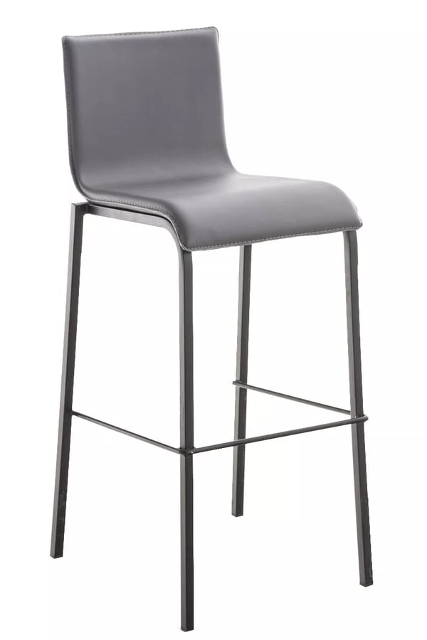 Avola Grå Imiteret Læder Flad Barstol med Mat Sort Metalramme - 78 cm Sædehøjde Avola Grå Imiteret Læder Flad Barstol med Mat Sort Metalramme - 78 cm Sædehøjde