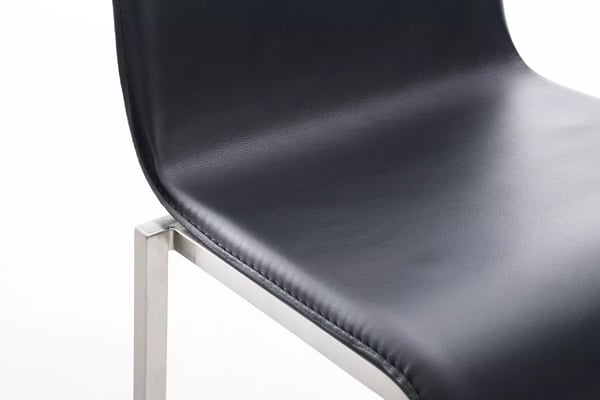 Baarituoli Avola, Musta Keinonahka, Ruostumaton Teräs - Mukava ja Tyylikäs Korkeakehikko
